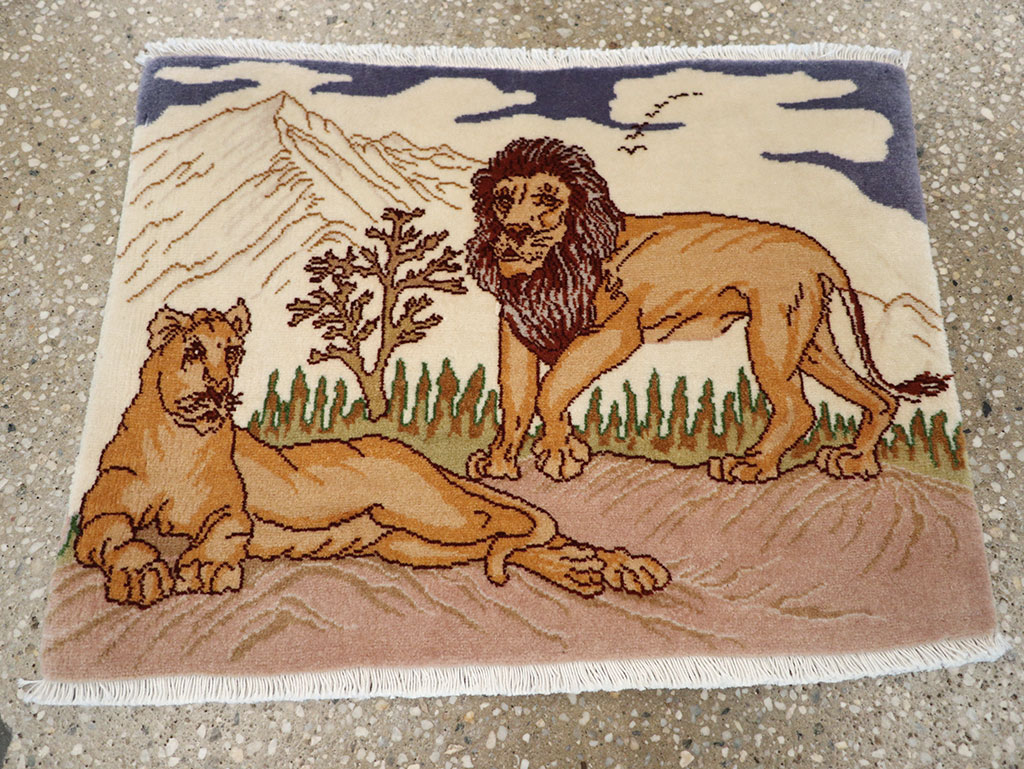 Vintage Persian Tabriz Pictorial Rug (Pair: 1 of 2), No.25196 - Gsblank