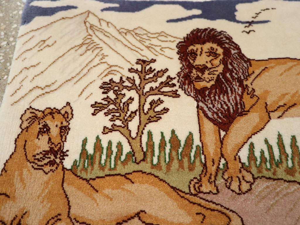 Vintage Persian Tabriz Pictorial Rug (Pair: 1 of 2), No.25196 - Gsblank