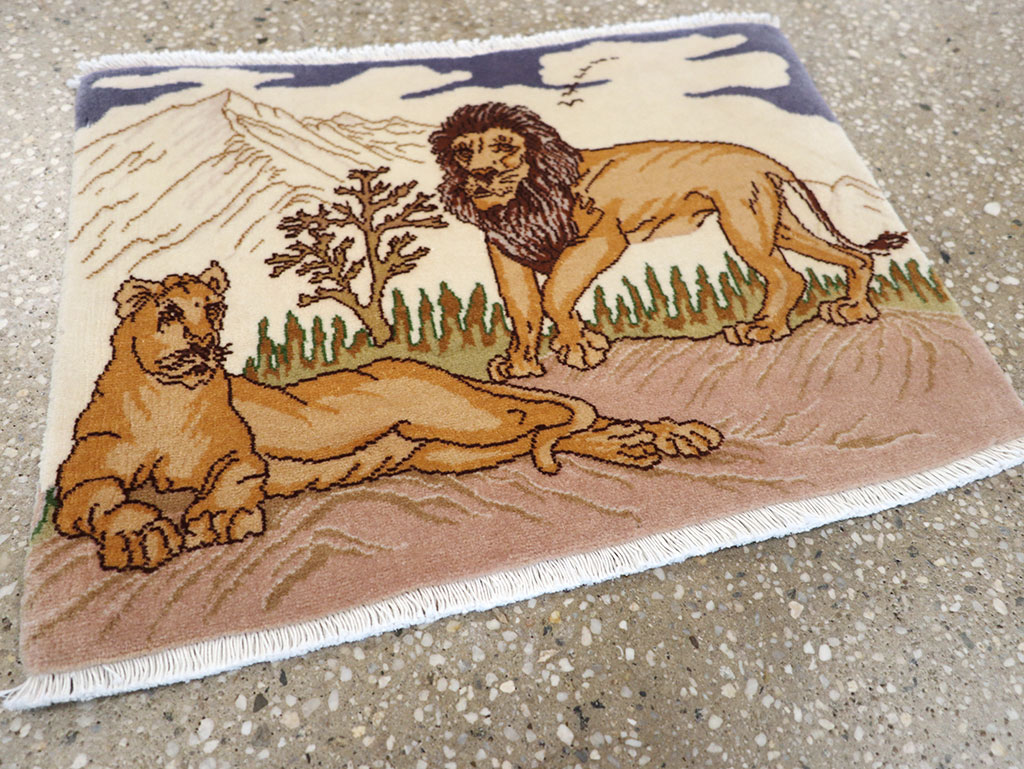 Vintage Persian Tabriz Pictorial Rug (Pair: 1 of 2), No.25196 - Gsblank