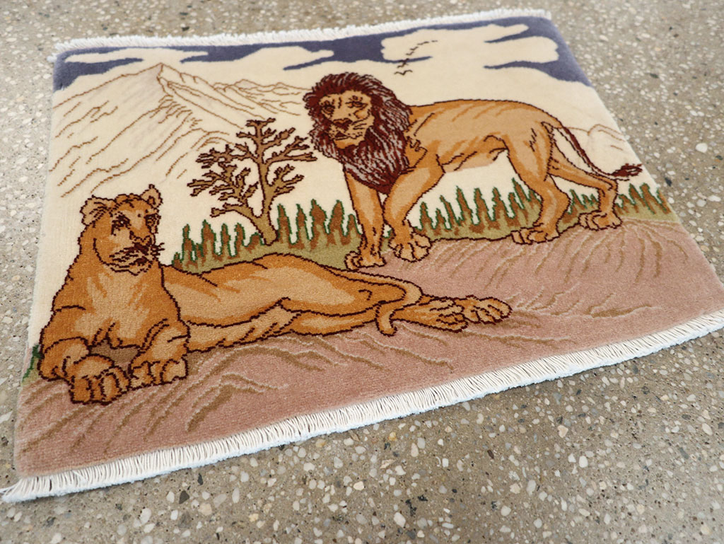 Vintage Persian Tabriz Pictorial Rug (Pair: 1 of 2), No.25196 - Gsblank