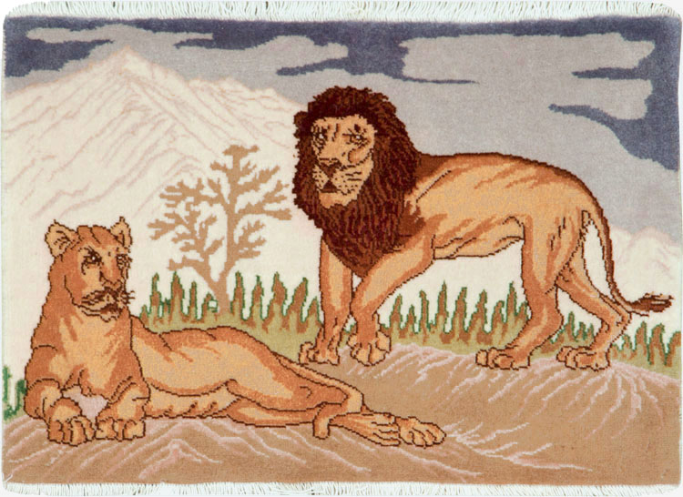 Vintage Persian Tabriz Pictorial Rug (Pair: 2 of 2), No.25197 - Gsblank