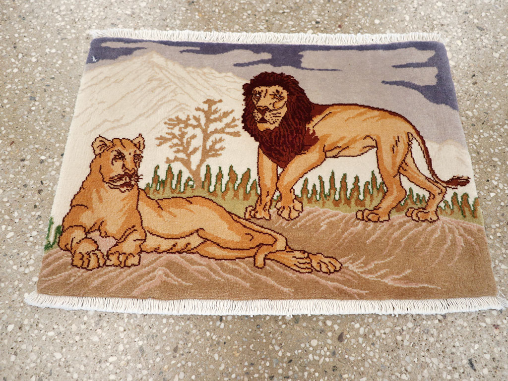 Vintage Persian Tabriz Pictorial Rug (Pair: 2 of 2), No.25197 - Gsblank