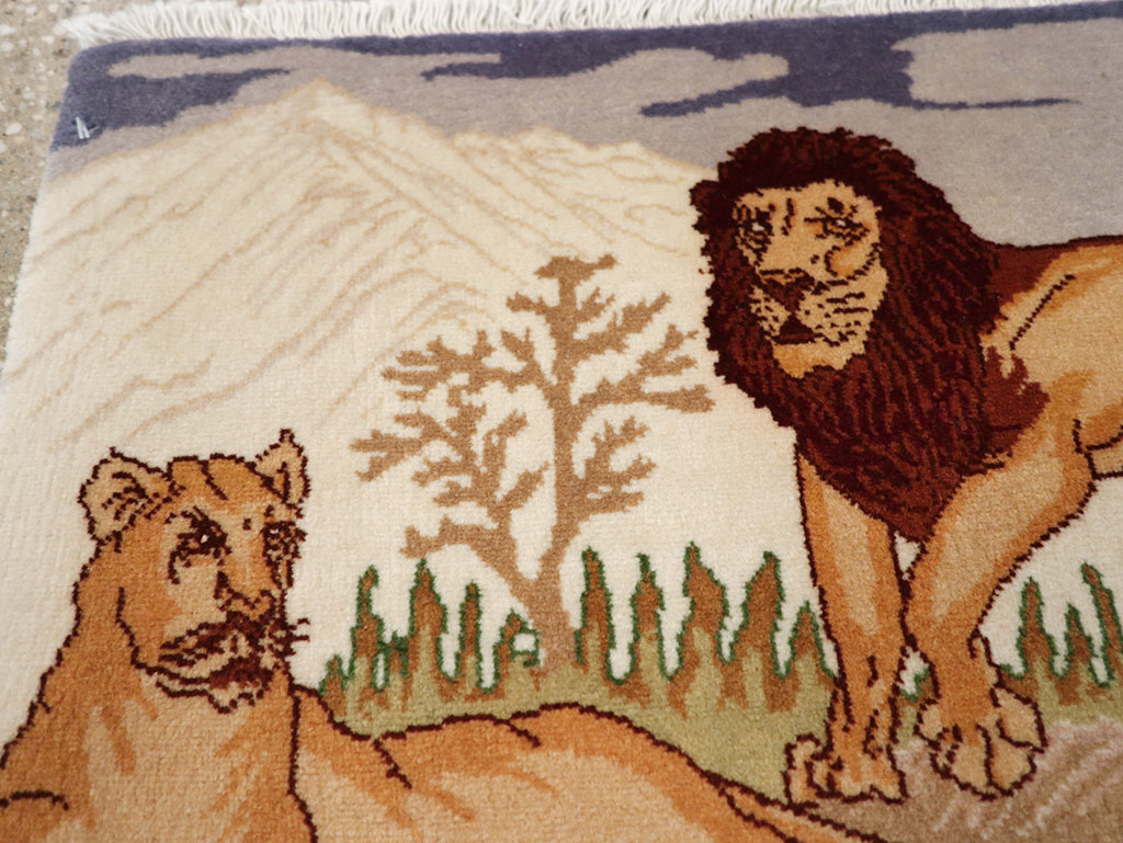 Vintage Persian Tabriz Pictorial Rug (Pair: 2 of 2), No.25197 - Gsblank