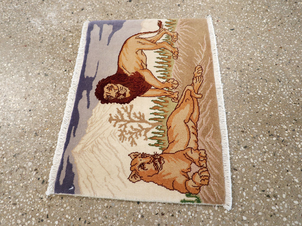 Vintage Persian Tabriz Pictorial Rug (Pair: 2 of 2), No.25197 - Gsblank