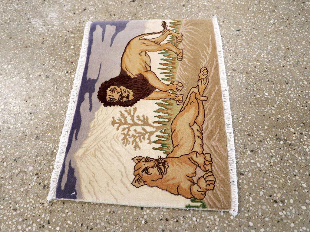 Vintage Persian Tabriz Pictorial Rug (Pair: 2 of 2), No.25197 - Gsblank