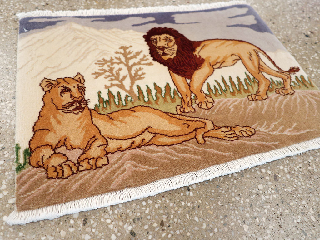 Vintage Persian Tabriz Pictorial Rug (Pair: 2 of 2), No.25197 - Gsblank