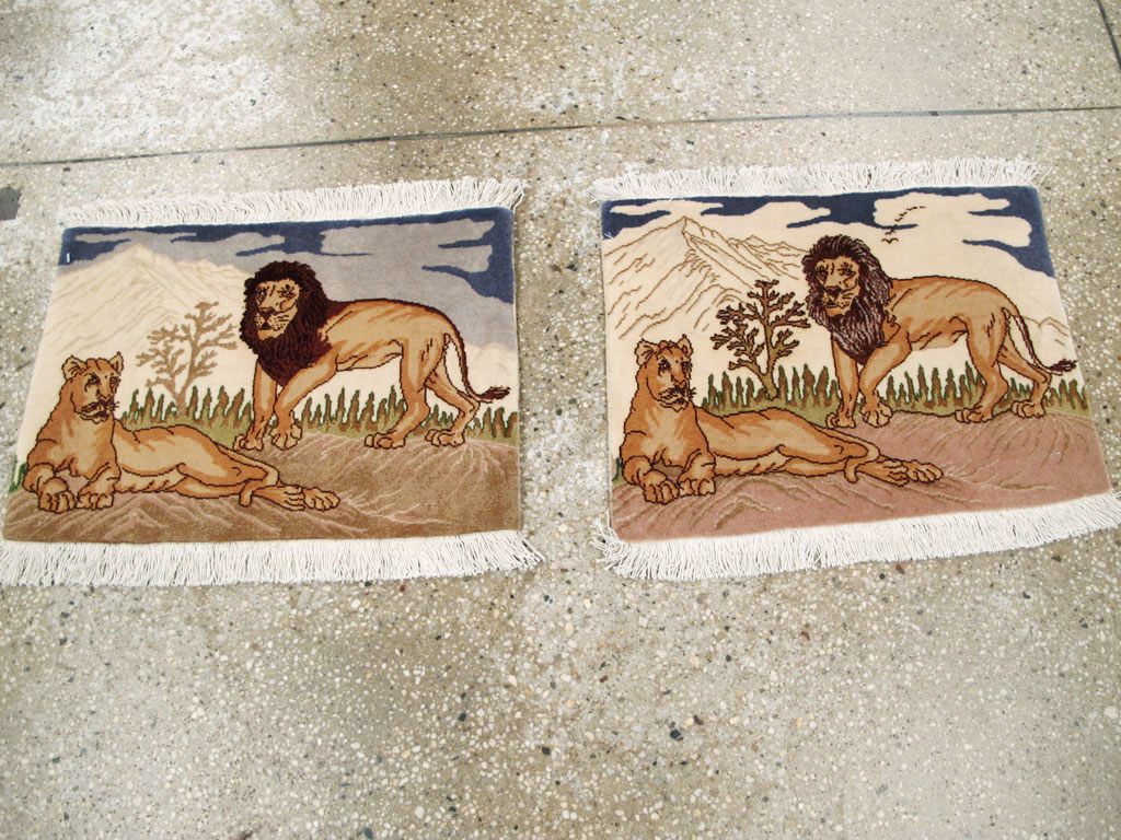 Vintage Persian Tabriz Pictorial Rug (Pair: 2 of 2), No.25197 - Gsblank