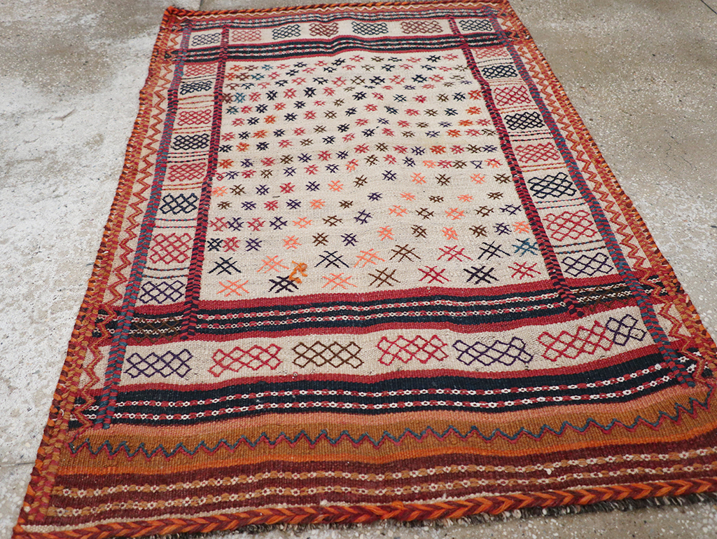 Vintage Persian Flatweave Kilim Throw Rug, No.25199 - Gsblank