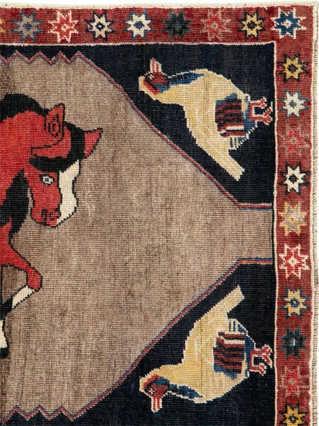 Vintage Persian Shiraz Pictorial Rug, No.25214 - Gsblank