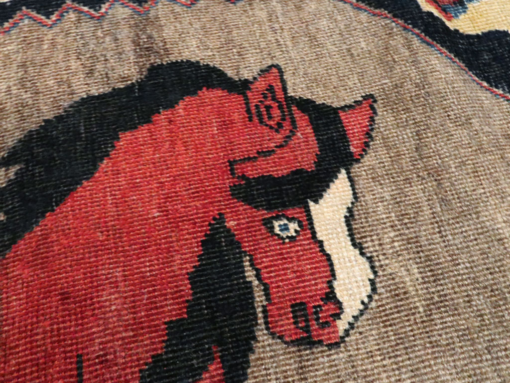 Vintage Persian Shiraz Pictorial Rug, No.25214 - Gsblank