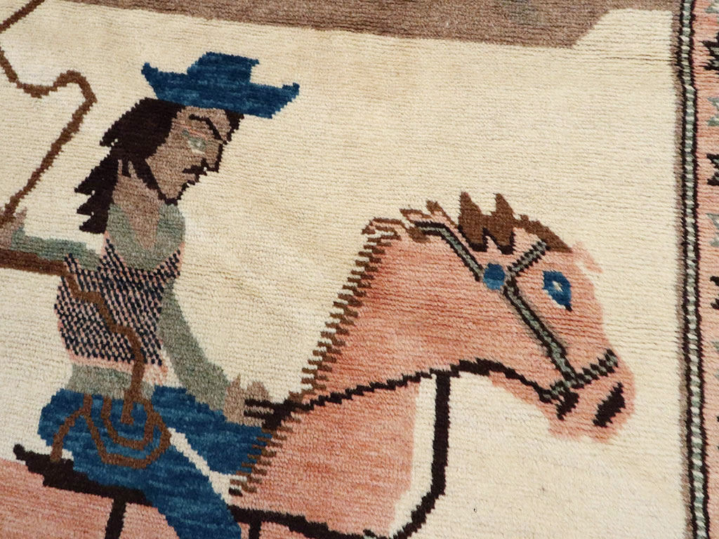 Vintage Persian Kurdish Pictorial Rug, No.25219 - Gsblank