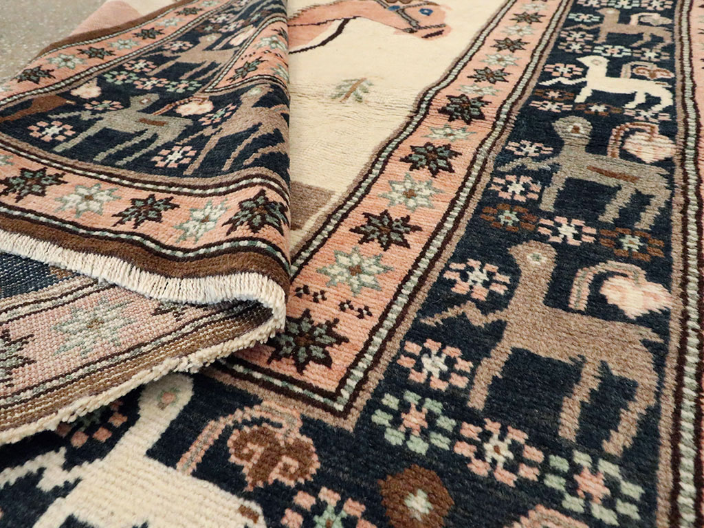 Vintage Persian Kurdish Pictorial Rug, No.25219 - Gsblank