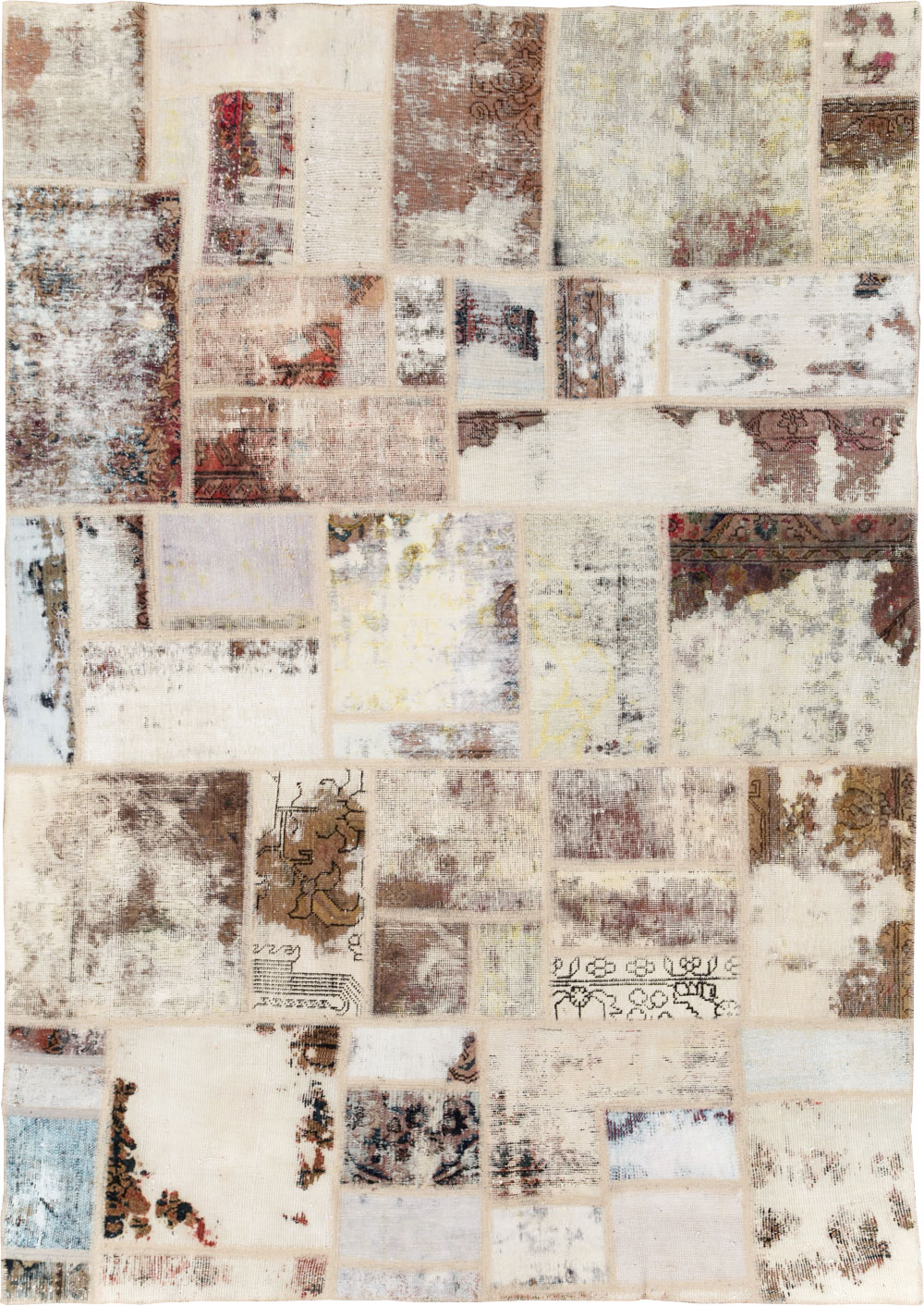 Distressed Vintage Persian Patchwork Accent Rug, No.25237 - Gsblank