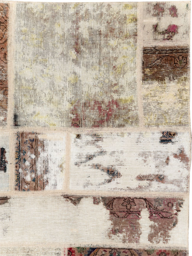 Distressed Vintage Persian Patchwork Accent Rug, No.25237 - Gsblank