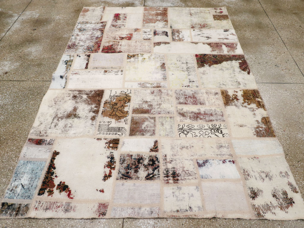 Distressed Vintage Persian Patchwork Accent Rug, No.25237 - Gsblank