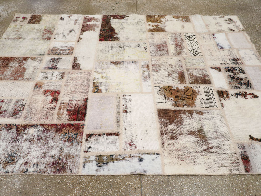 Distressed Vintage Persian Patchwork Accent Rug, No.25237 - Gsblank