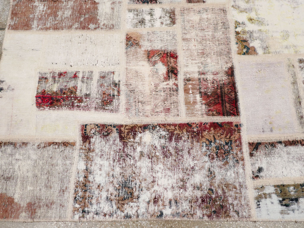 Distressed Vintage Persian Patchwork Accent Rug, No.25237 - Gsblank