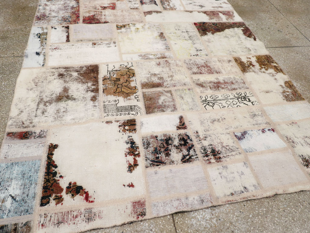 Distressed Vintage Persian Patchwork Accent Rug, No.25237 - Gsblank