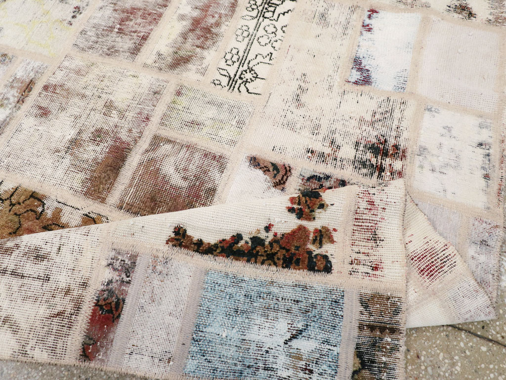 Distressed Vintage Persian Patchwork Accent Rug, No.25237 - Gsblank