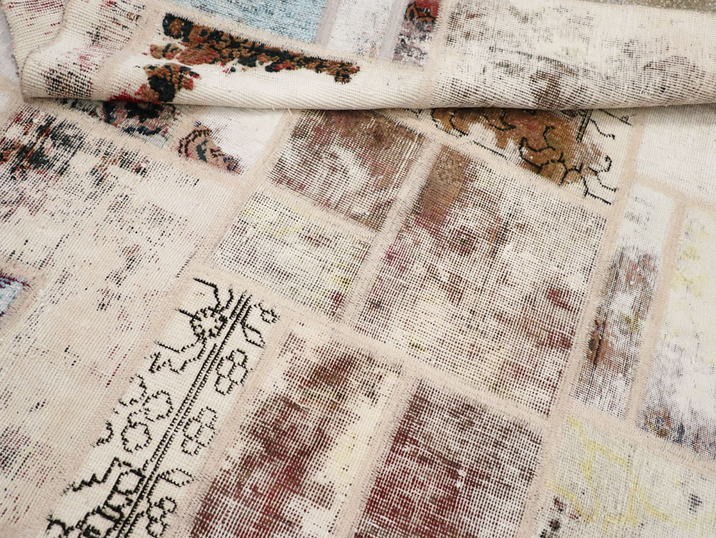 Distressed Vintage Persian Patchwork Accent Rug, No.25237 - Gsblank