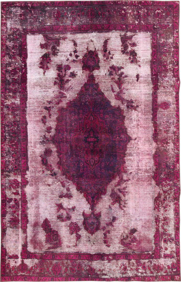 Overdyed and Distressed Vintage Persian Tabriz Accent Carpet, No.25239 - Gsblank