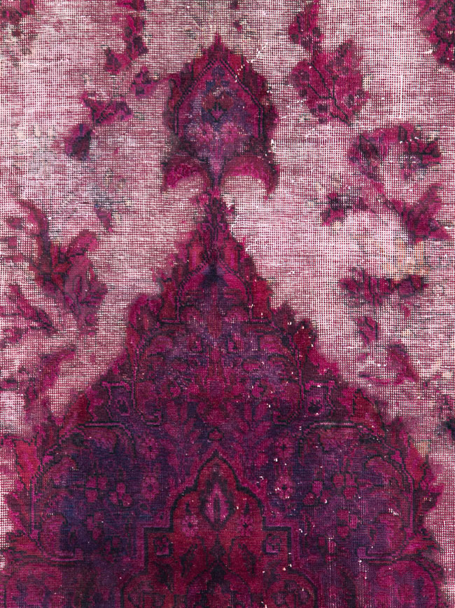 Overdyed and Distressed Vintage Persian Tabriz Accent Carpet, No.25239 - Gsblank