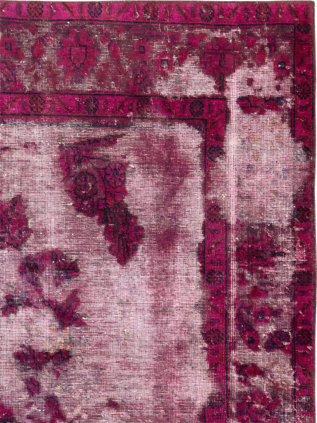 Overdyed and Distressed Vintage Persian Tabriz Accent Carpet, No.25239 - Gsblank