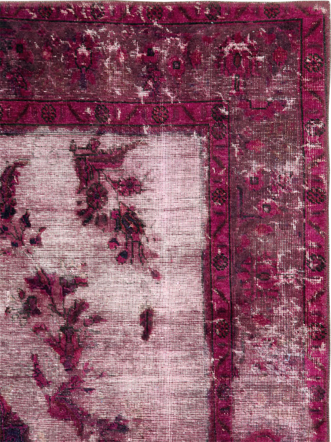Overdyed and Distressed Vintage Persian Tabriz Accent Carpet, No.25239 - Gsblank