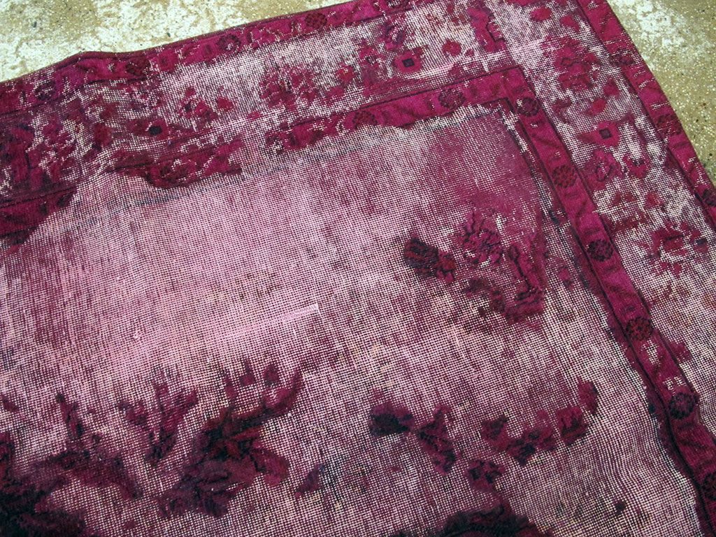 Overdyed and Distressed Vintage Persian Tabriz Accent Carpet, No.25239 - Gsblank