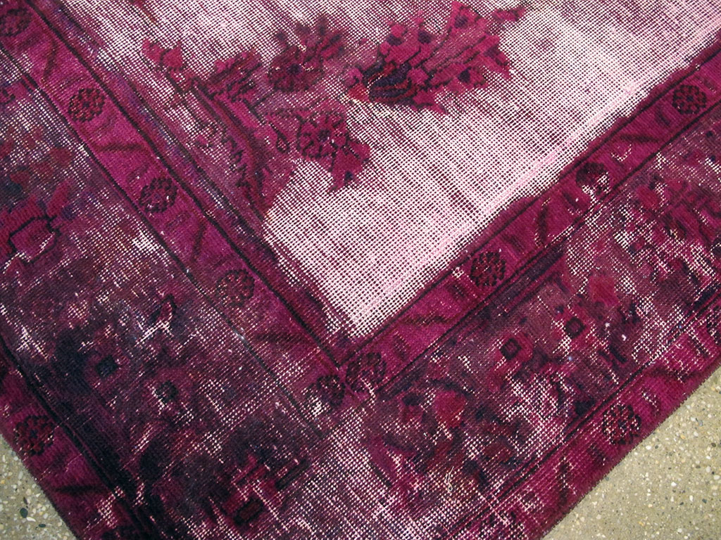 Overdyed and Distressed Vintage Persian Tabriz Accent Carpet, No.25239 - Gsblank