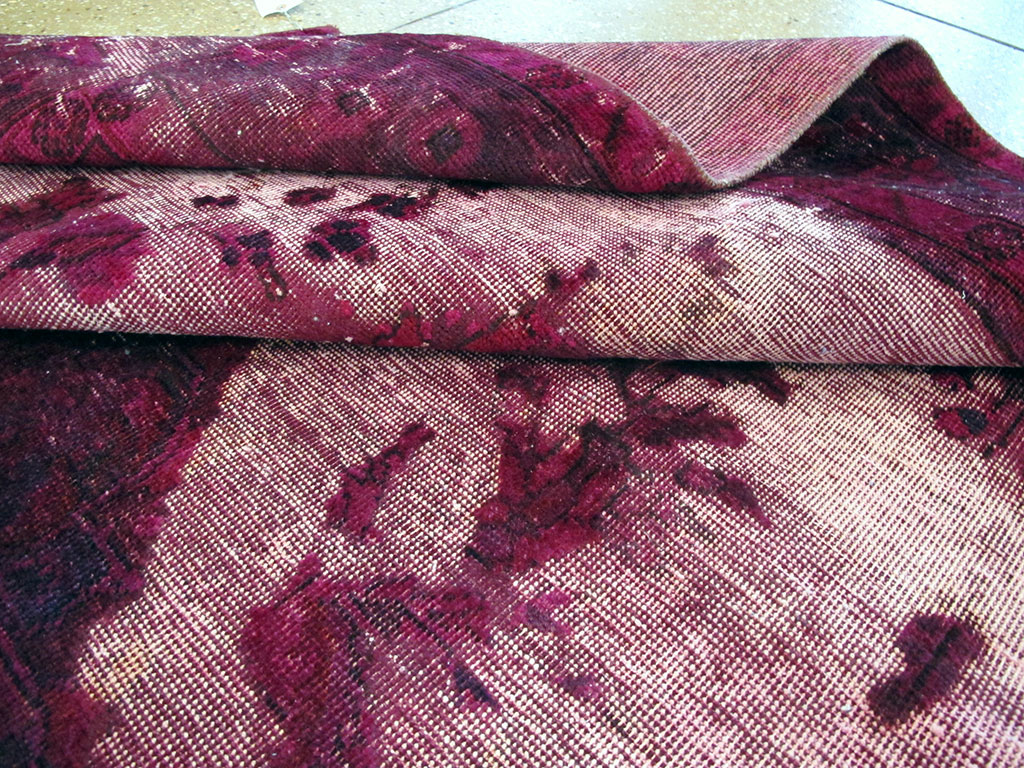 Overdyed and Distressed Vintage Persian Tabriz Accent Carpet, No.25239 - Gsblank