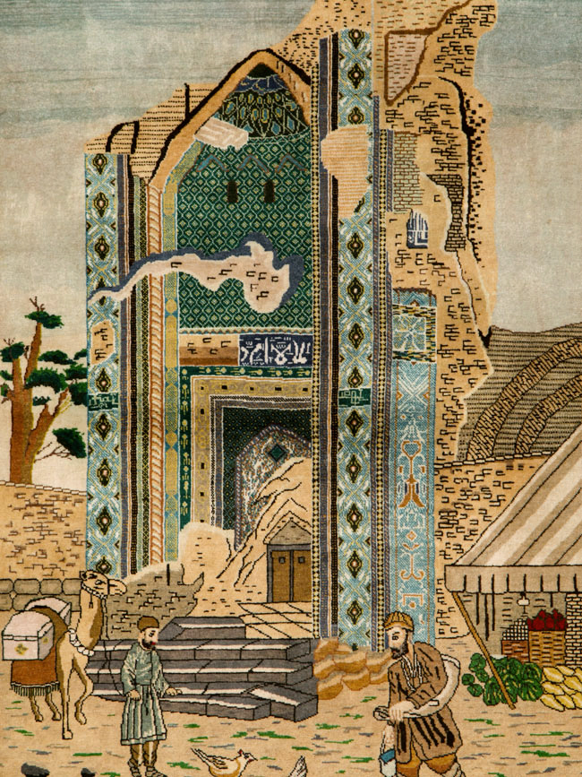 Vintage Persian Tabriz Pictorial Rug, No.25243 - Gsblank