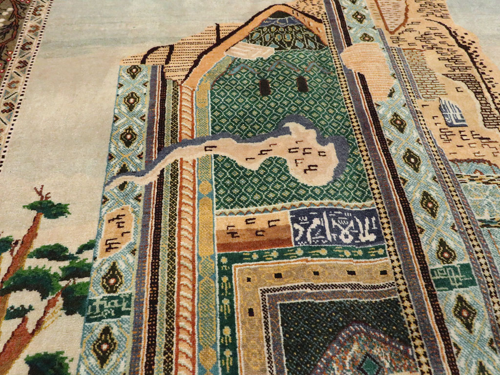 Vintage Persian Tabriz Pictorial Rug, No.25243 - Gsblank