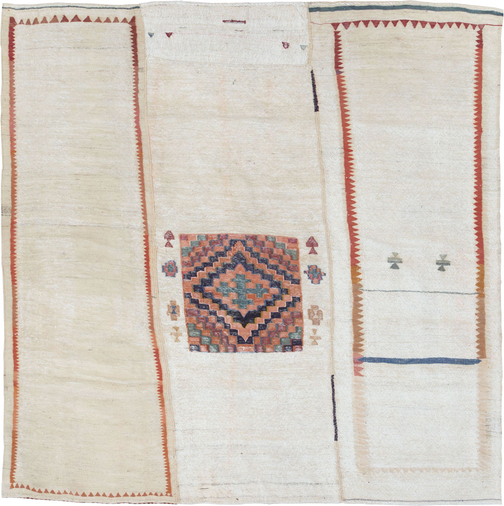 Vintage Persian Flatweave Kilim Small Square Room Size Carpet, No.25245 - Gsblank