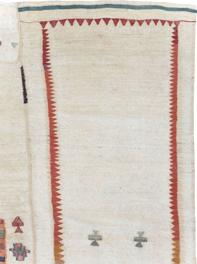 Vintage Persian Flatweave Kilim Small Square Room Size Carpet, No.25245 - Gsblank