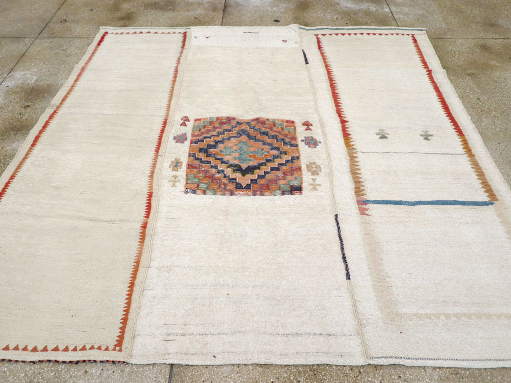 Vintage Persian Flatweave Kilim Small Square Room Size Carpet, No.25245 - Gsblank