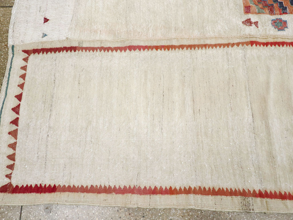 Vintage Persian Flatweave Kilim Small Square Room Size Carpet, No.25245 - Gsblank