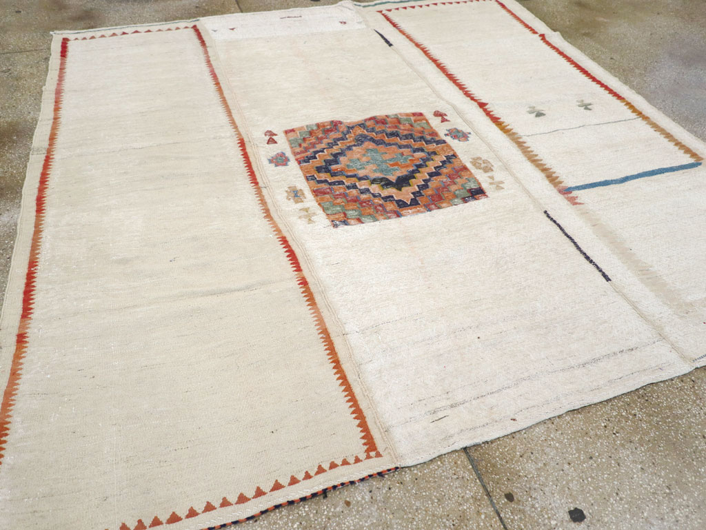 Vintage Persian Flatweave Kilim Small Square Room Size Carpet, No.25245 - Gsblank