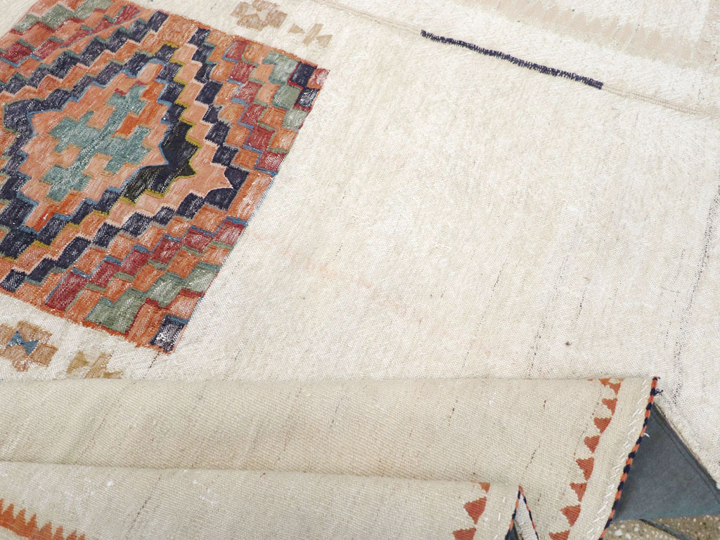 Vintage Persian Flatweave Kilim Small Square Room Size Carpet, No.25245 - Gsblank