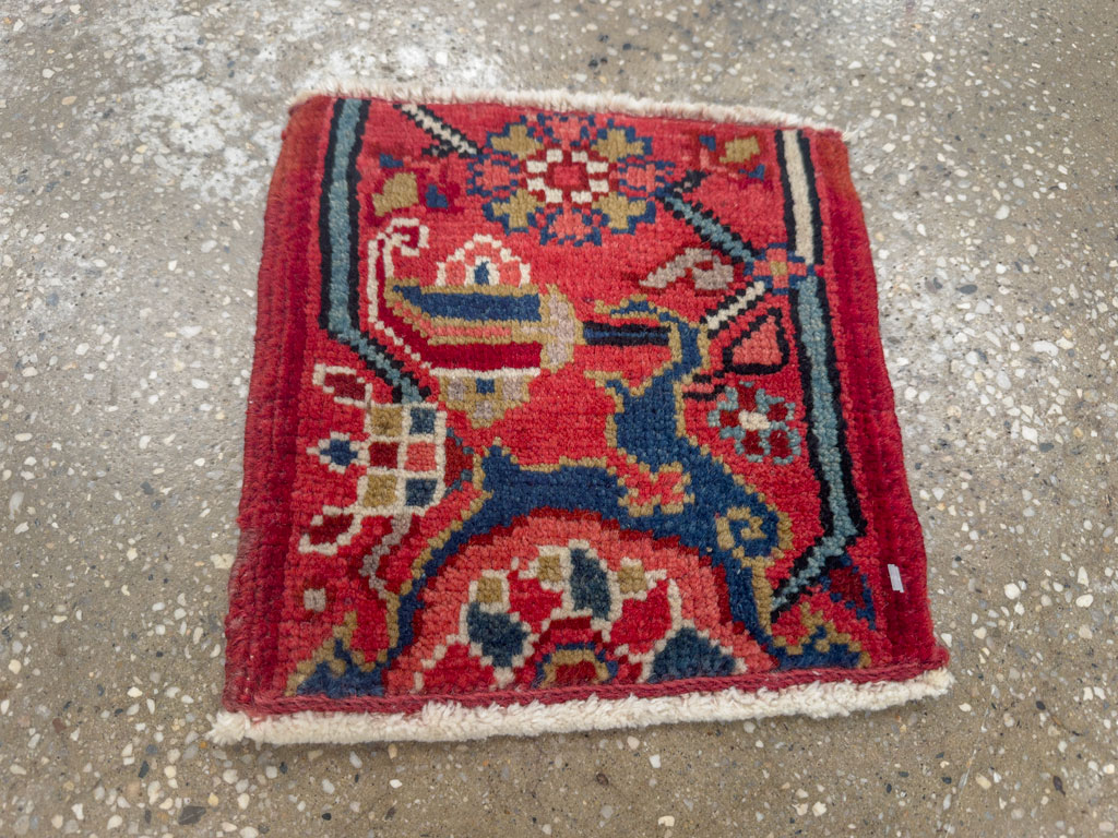Vintage Persian Heriz Square Throw Rug, No.25250 - Gsblank