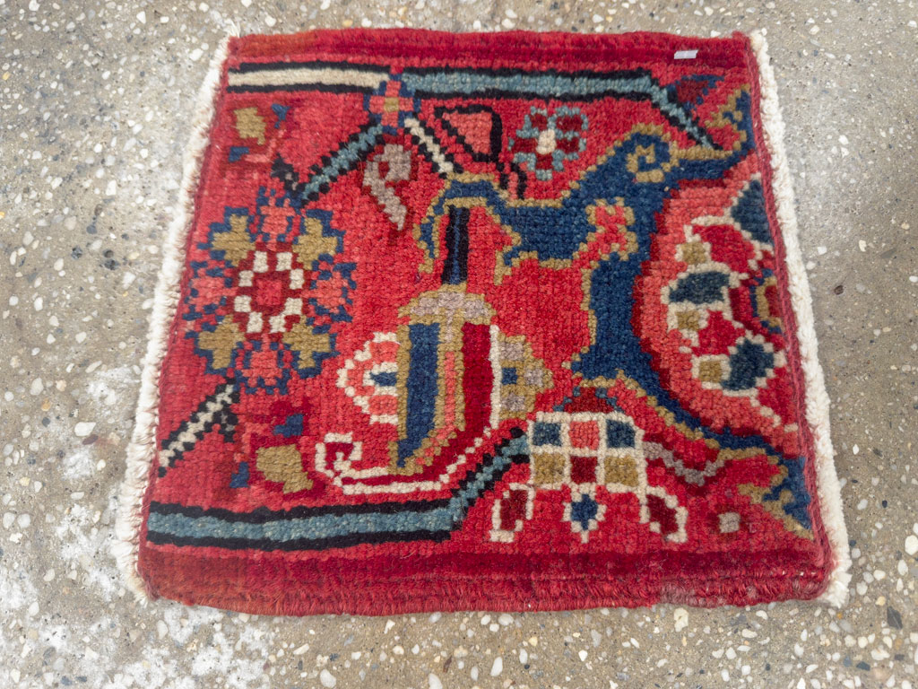 Vintage Persian Heriz Square Throw Rug, No.25250 - Gsblank