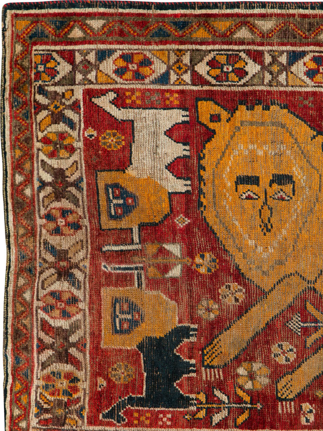 Antique Persian Gabbeh Pictorial Rug, No.25257 - Gsblank