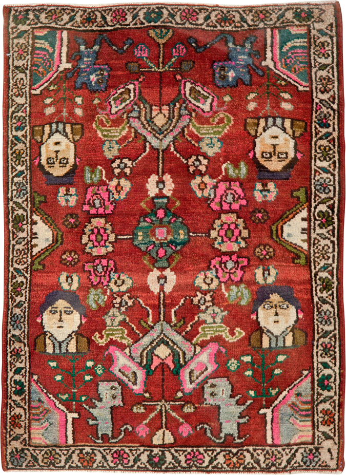 Vintage Hamadan Pictorial Rug, No.25260 - Gsblank