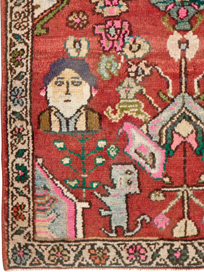 Vintage Hamadan Pictorial Rug, No.25260 - Gsblank