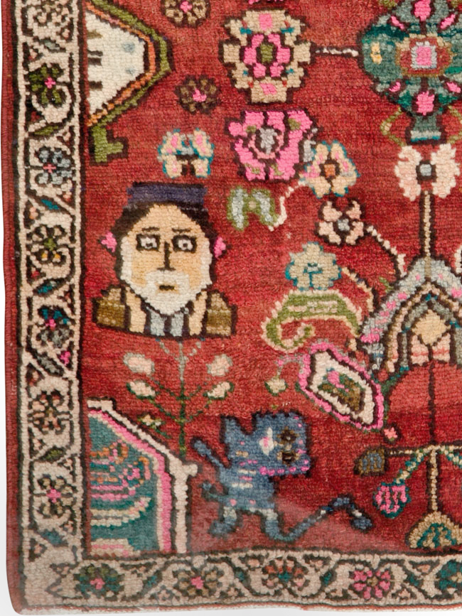 Vintage Hamadan Pictorial Rug, No.25260 - Gsblank