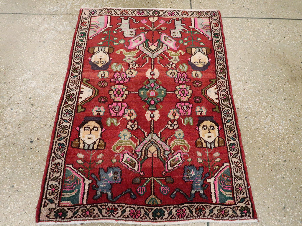 Vintage Hamadan Pictorial Rug, No.25260 - Gsblank