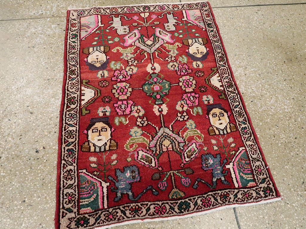 Vintage Hamadan Pictorial Rug, No.25260 - Gsblank