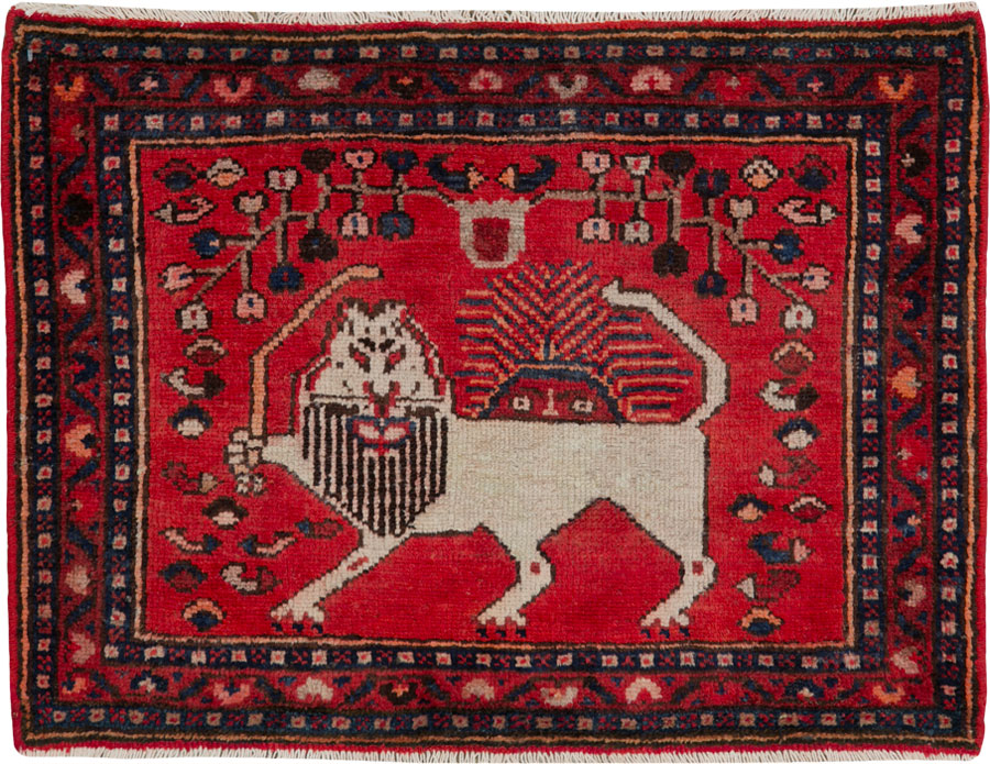 Vintage Persian Hamadan Pictorial Rug (Pair: 1 of 2), No.25261 - Gsblank