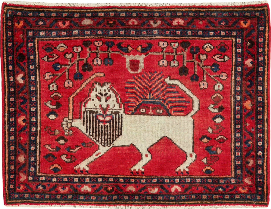 Vintage Persian Hamadan Pictorial Rug (Pair: 1 of 2), No.25261 - Gsblank