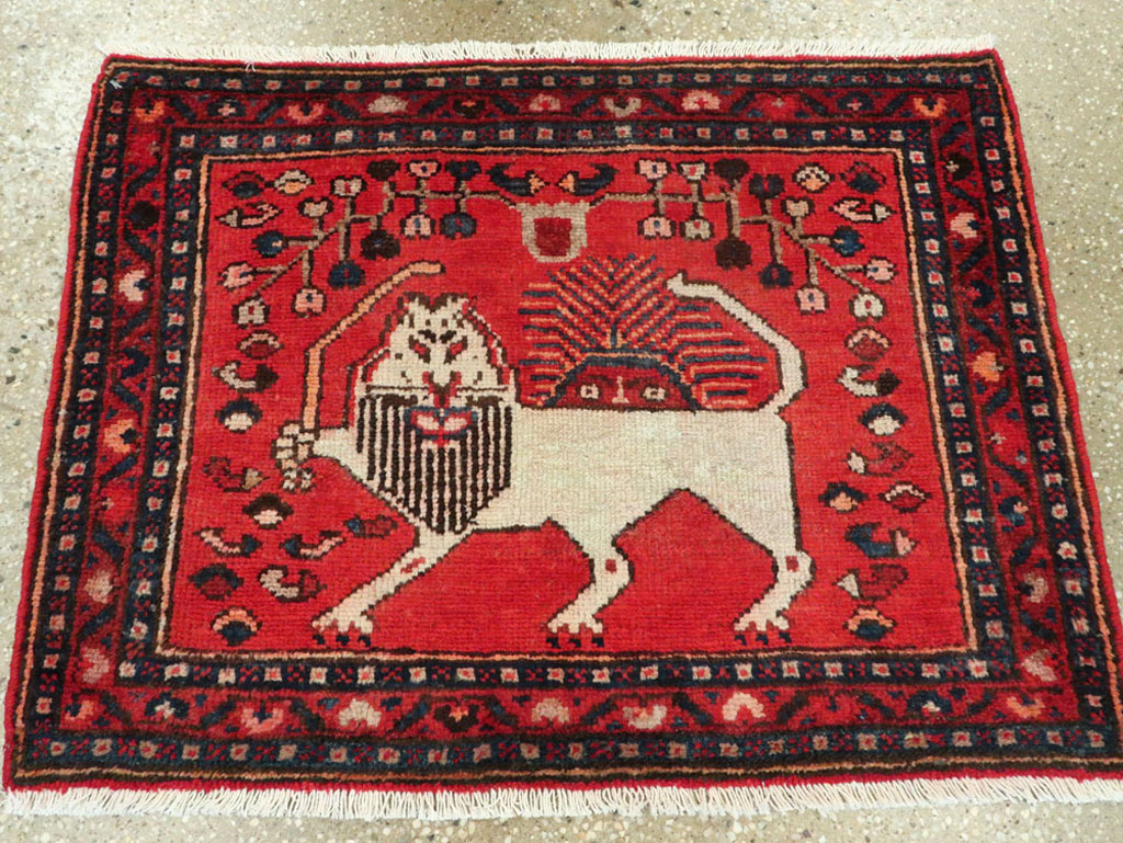 Vintage Persian Hamadan Pictorial Rug (Pair: 1 of 2), No.25261 - Gsblank